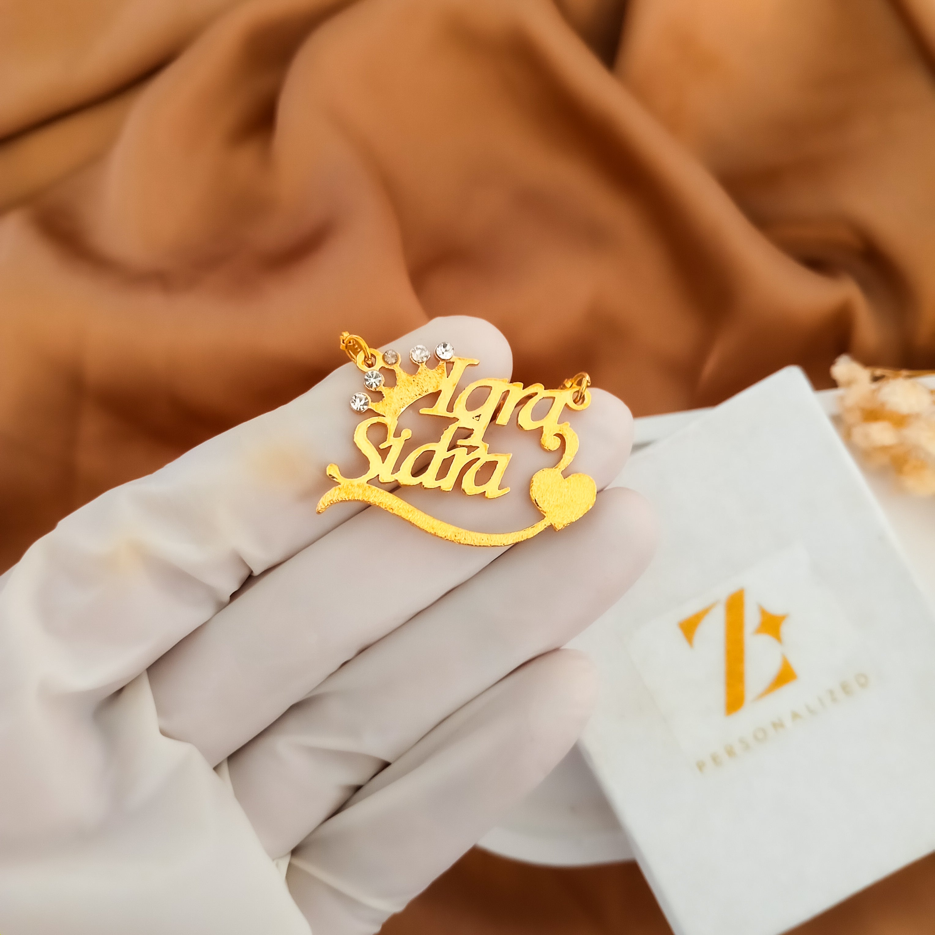 Diamond Crown Personalized Couple Name Necklace