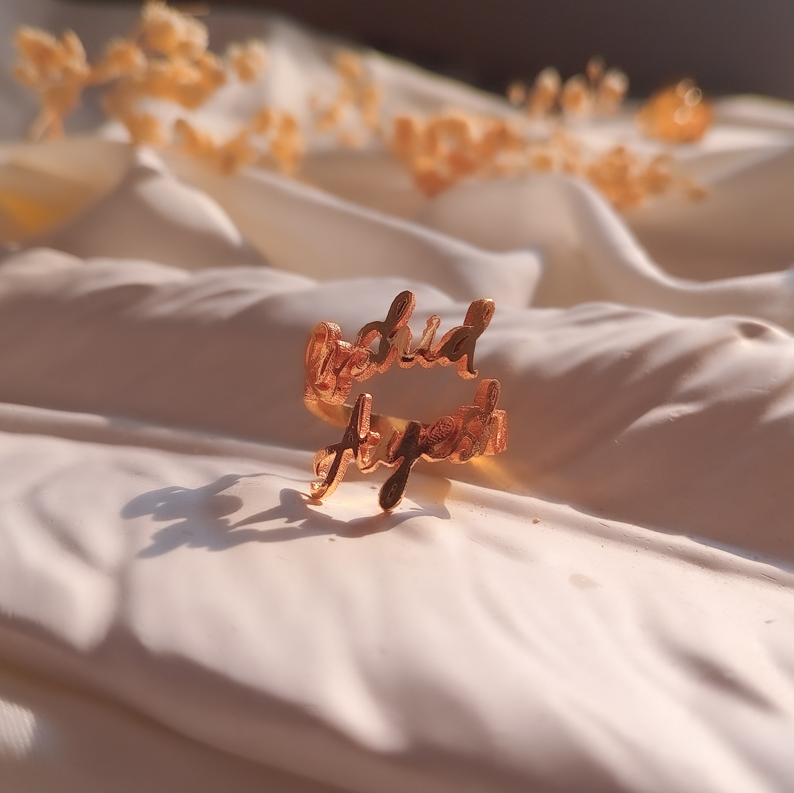 Personalized Cursive Double Name Ring