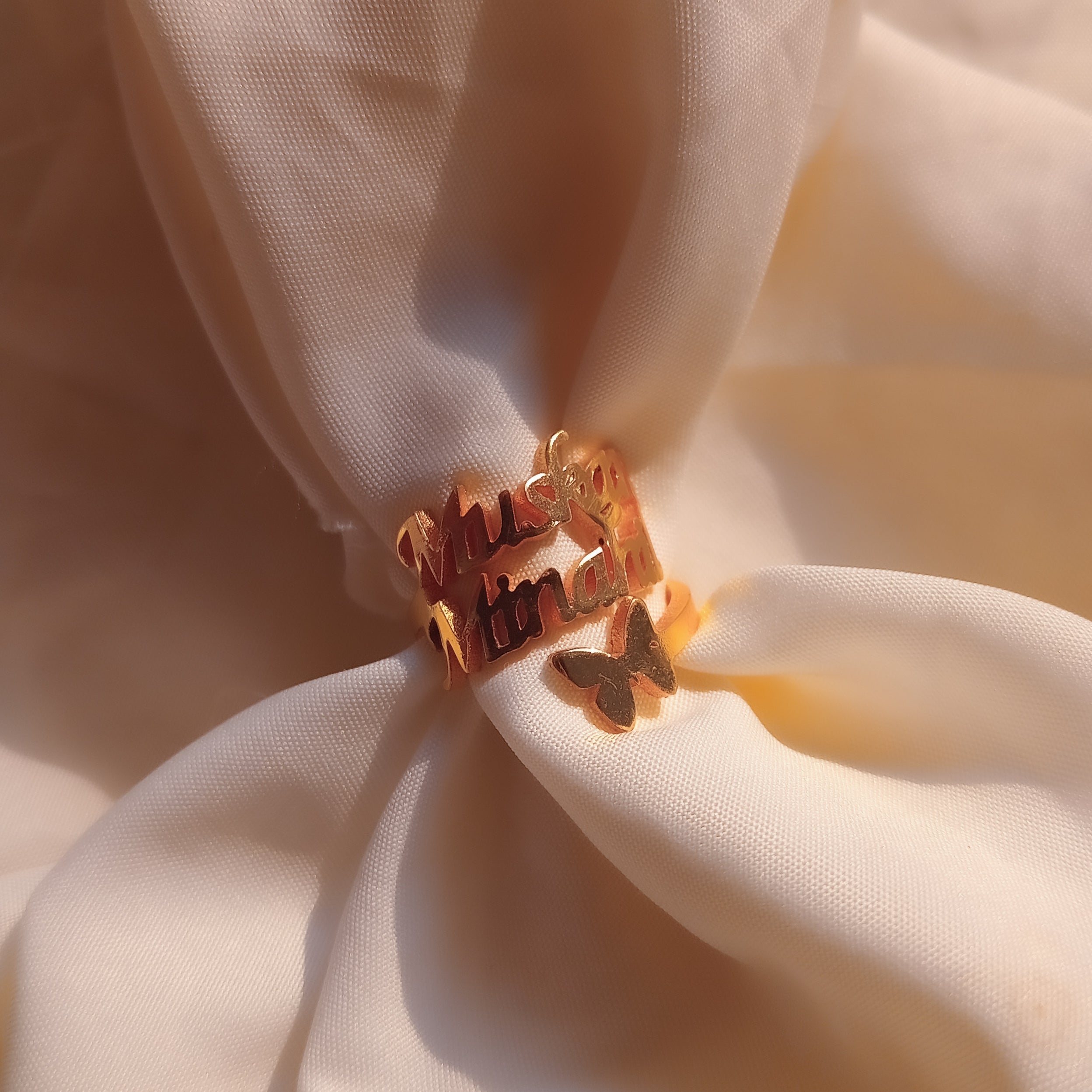 Classic Personalized Butterfly Name Ring