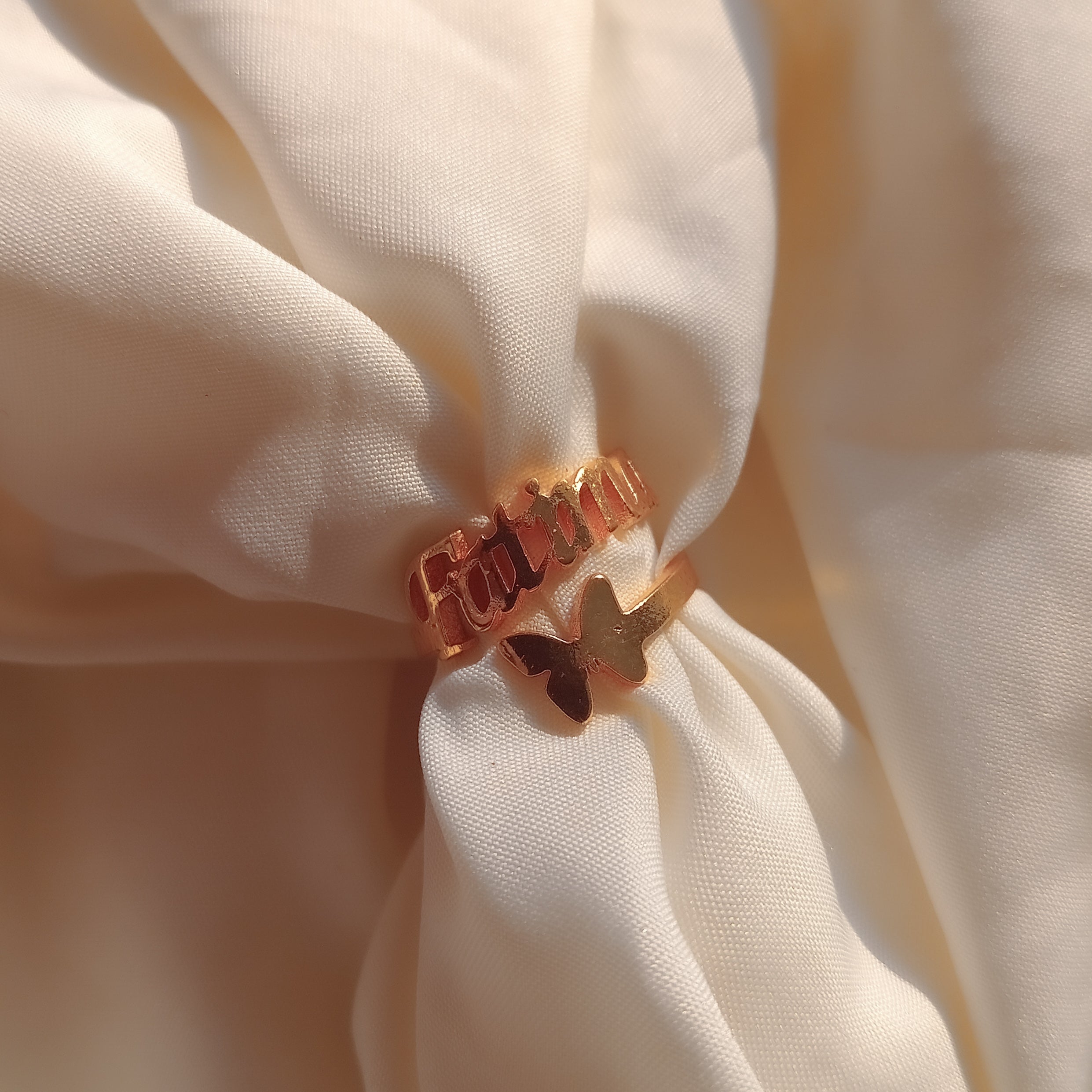 Classic Personalized Butterfly Name Ring
