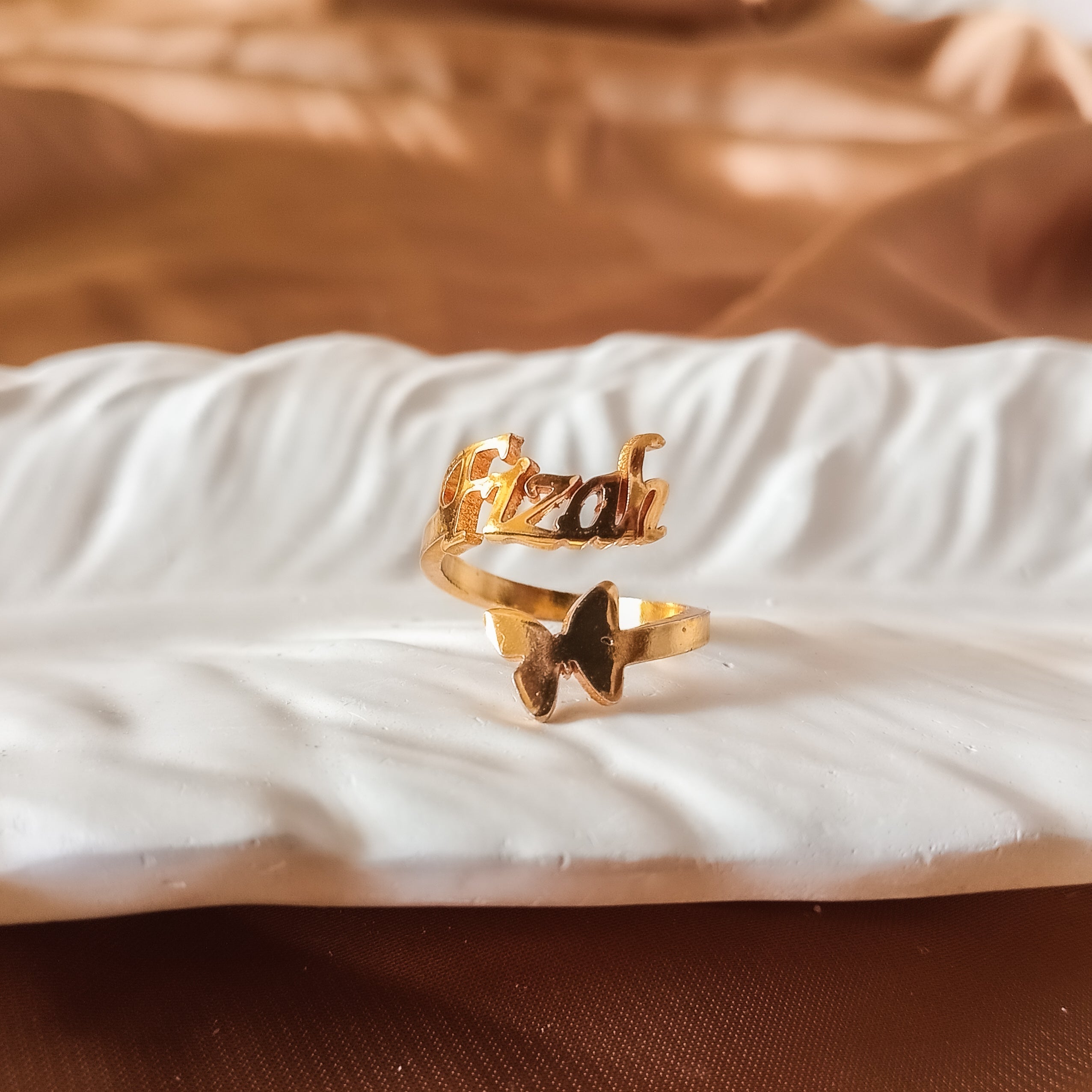 Classic Personalized Butterfly Name Ring