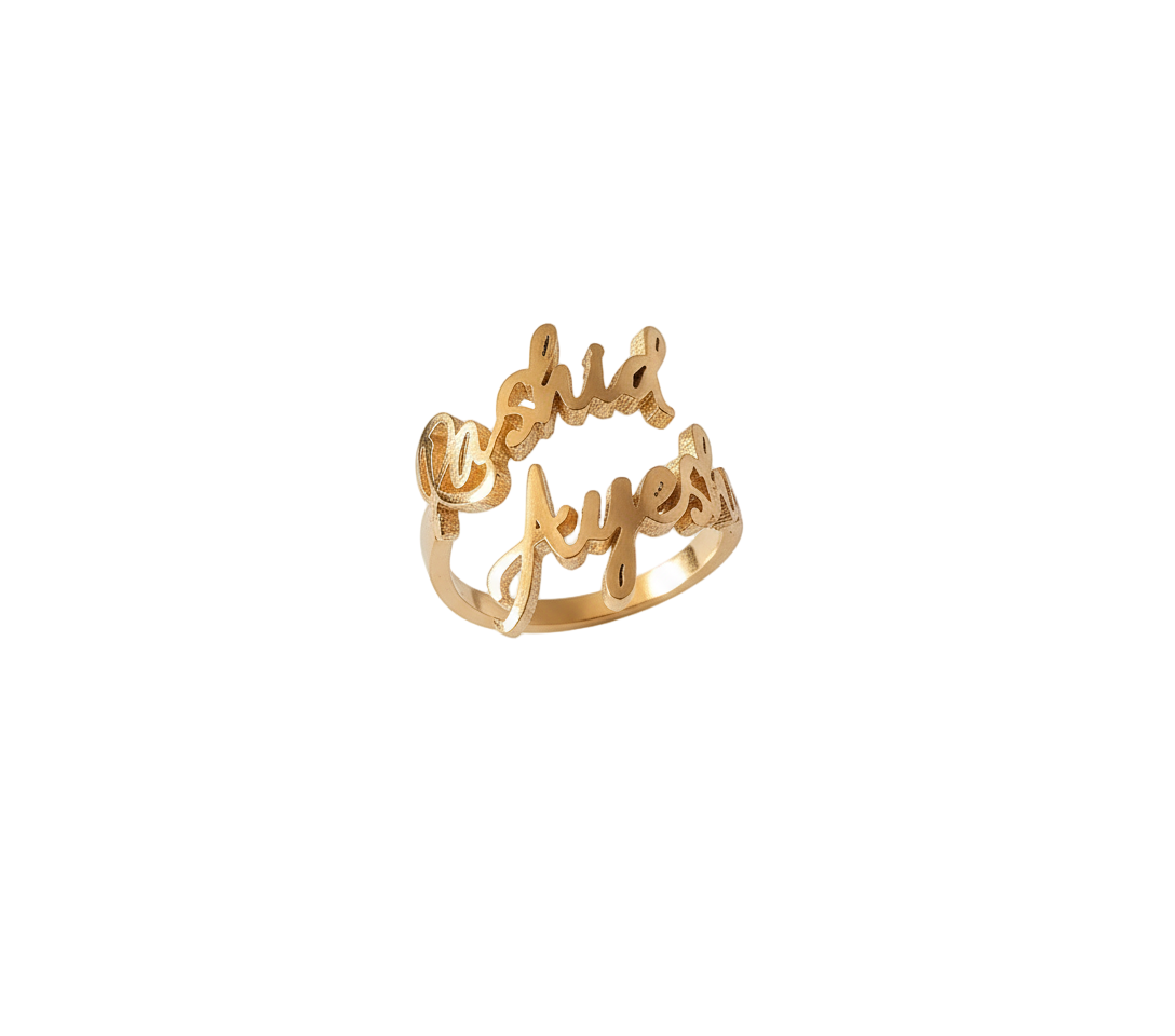 Personalized Cursive Double Name Ring