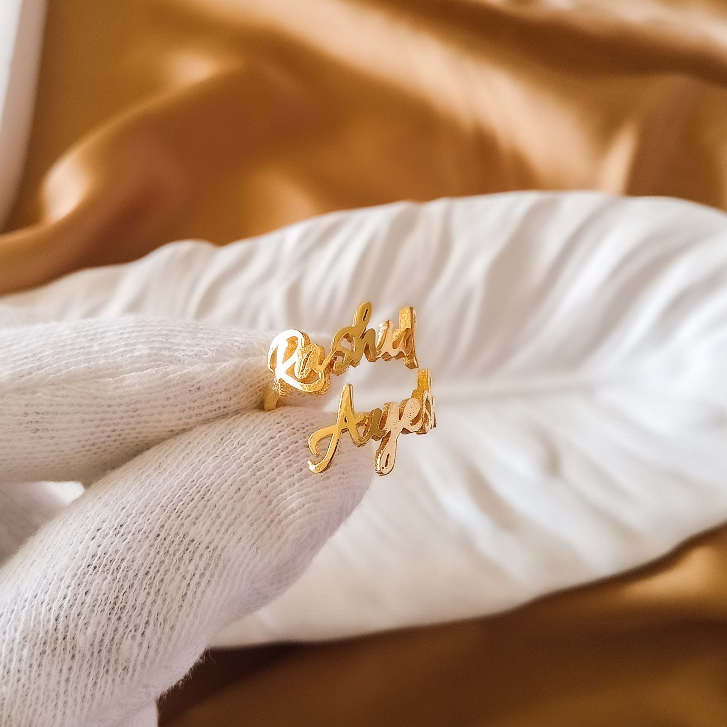 Personalized Cursive Double Name Ring