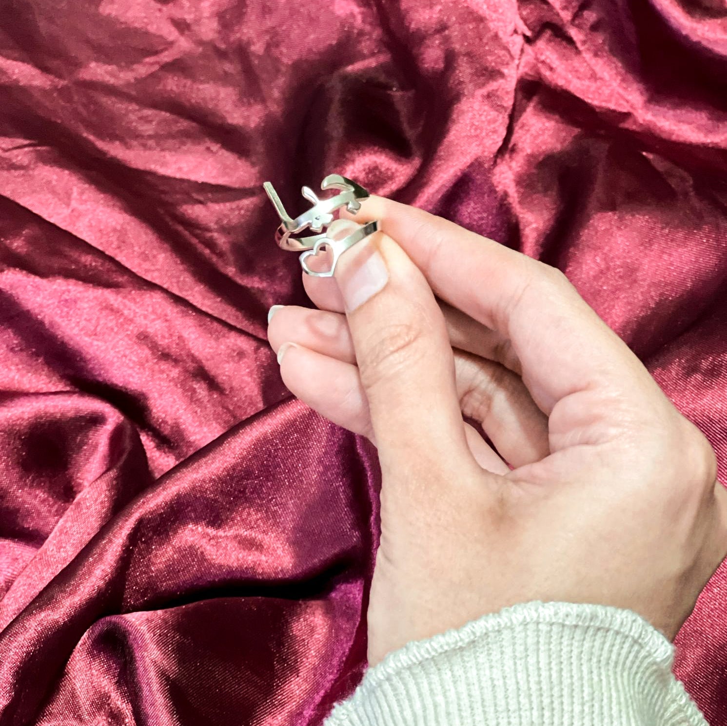 Arabic Heart Personalized Name Ring