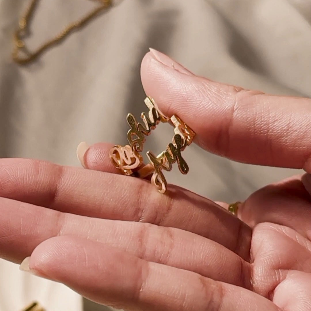 Personalized Cursive Double Name Ring