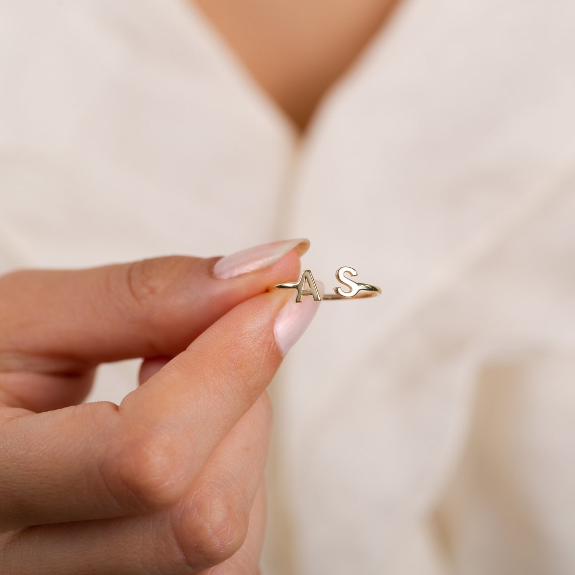 Couple Initial Personalized Name Ring