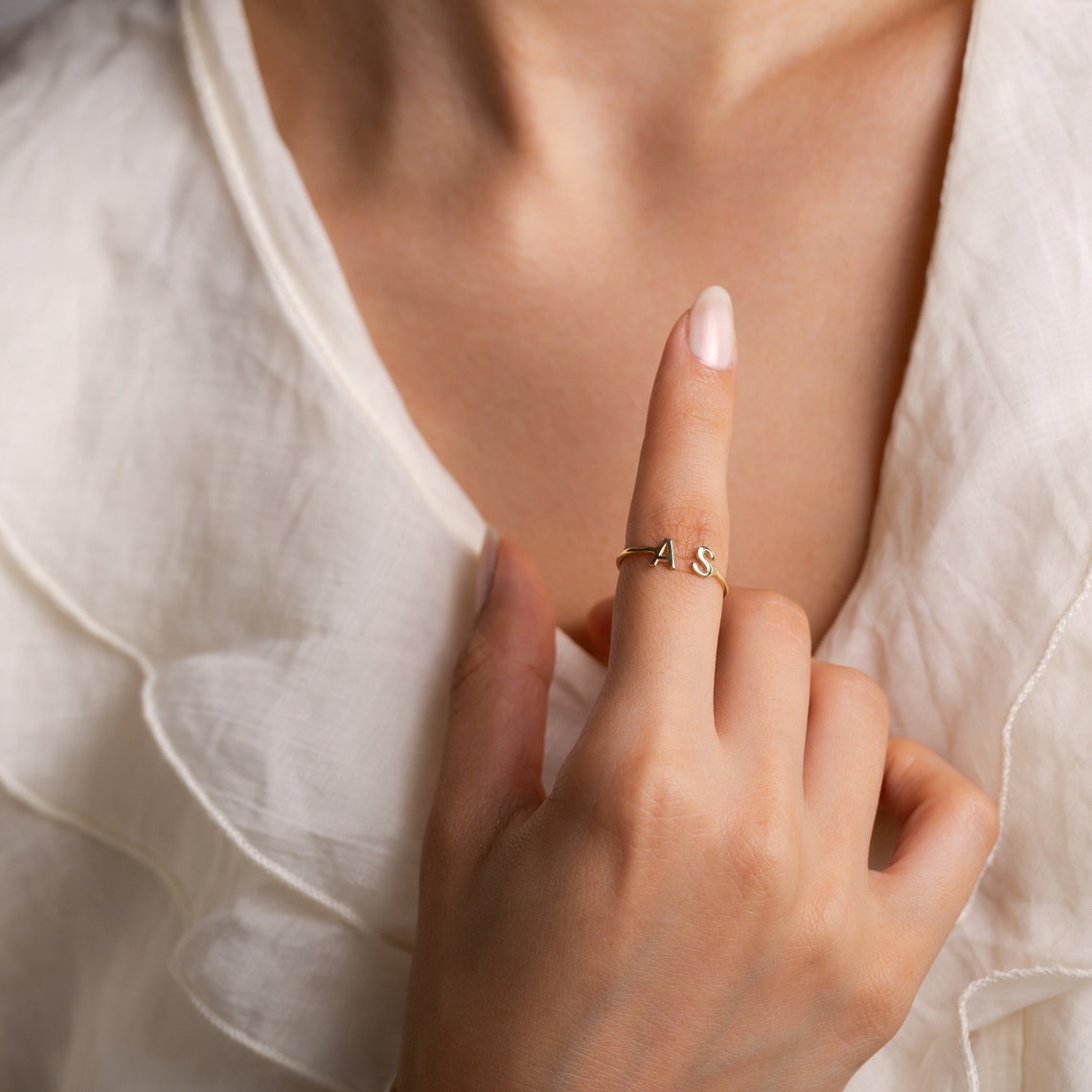 Couple Initial Personalized Name Ring